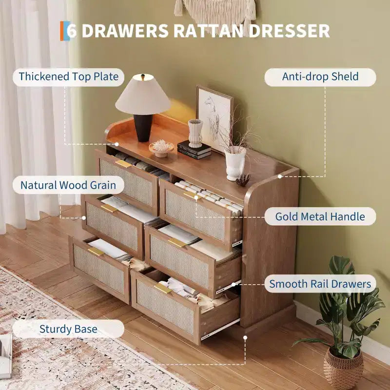 Sturdy 6-Drawer Fabric Dresser - Desktop Storage Solution with Metal and Plastic Support Tubes for Bedroom, Dorm, Entryway, and Organization