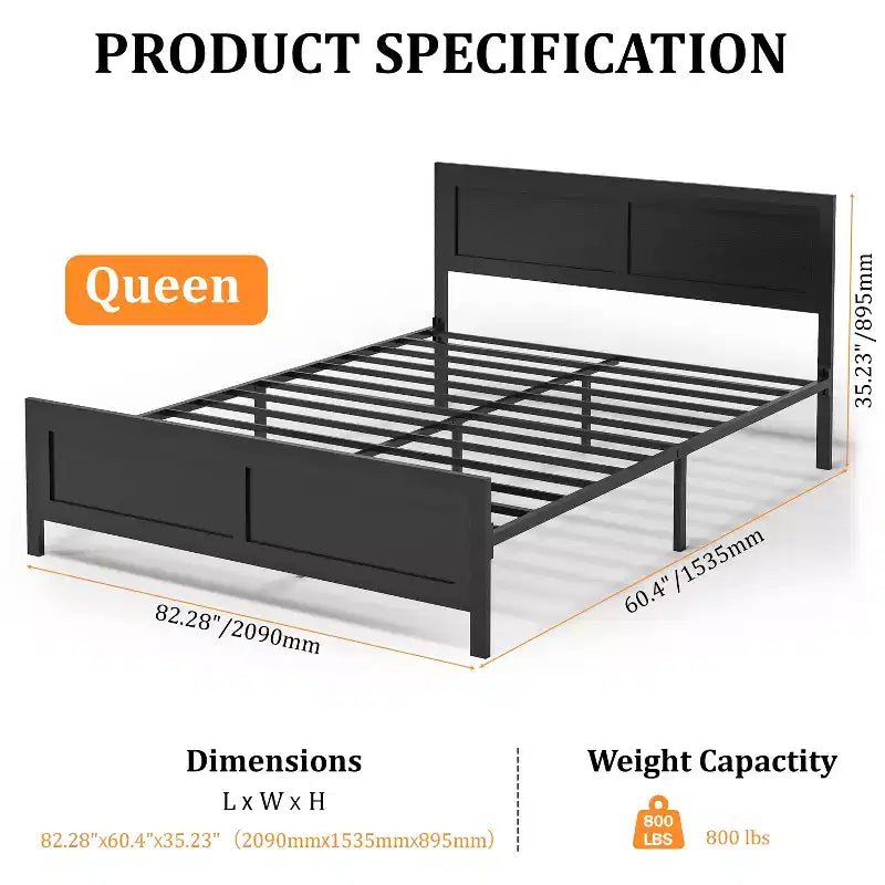 retro-style board bed frame is suitable for mattresses ranging from 10 inches to 14 inches in height,