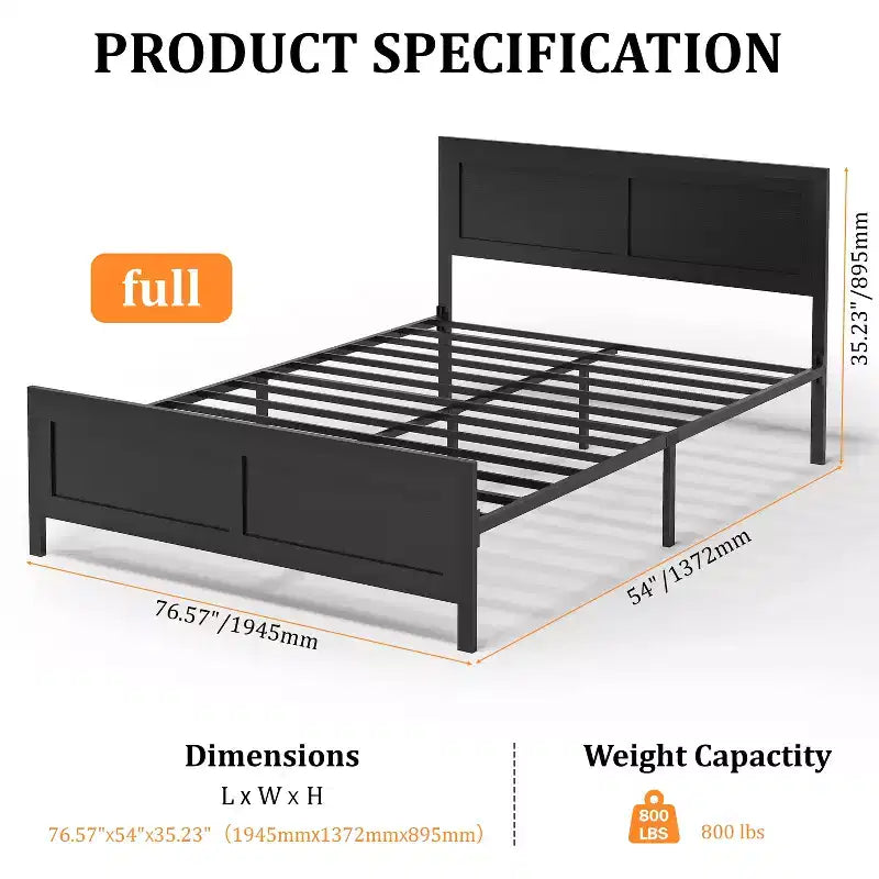 retro-style board bed frame is suitable for mattresses ranging from 10 inches to 14 inches in height,