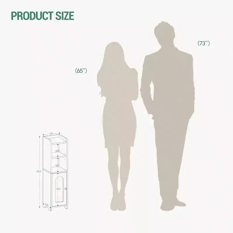 Bathroom Storage Cabinet Corner Floor Cabinet with Doors Adjustable Shelf Narrow Toilet Paper Cabinet Small Spaces White