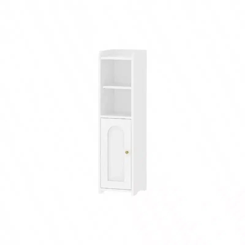 Bathroom Storage Cabinet Corner Floor Cabinet with Doors Adjustable Shelf Narrow Toilet Paper Cabinet Small Spaces White