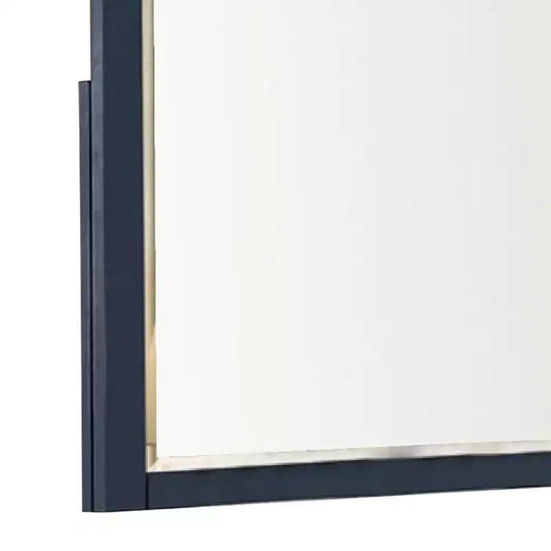 36 Inch Dresser Mirror, Blue Pinewood Frame, Dark Brown Top