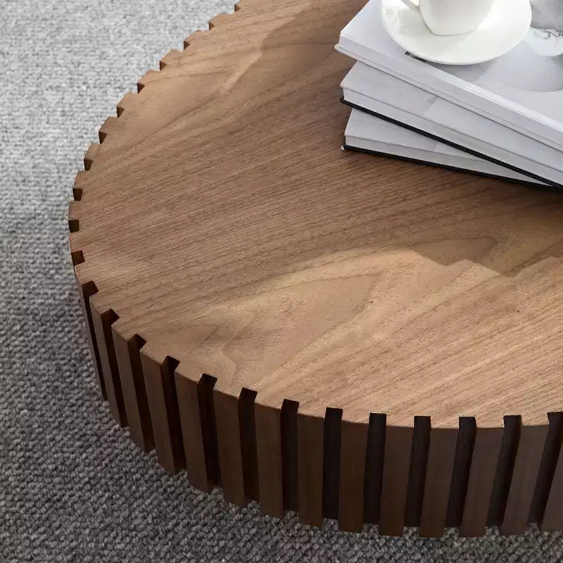 43 Inch Modern Drum Oval Coffee Table, MDF Center Table for Living Room Bedroom, Small Space Friendly Coffee Table