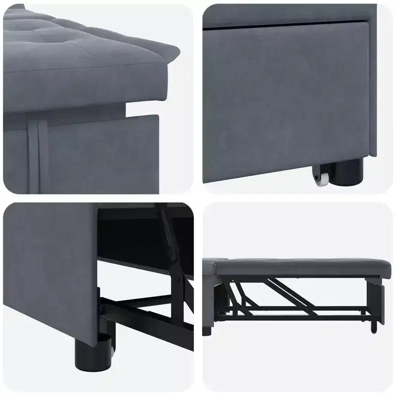 Sofa Bed Dark gray 67 x 194 x 38 cm Velvet