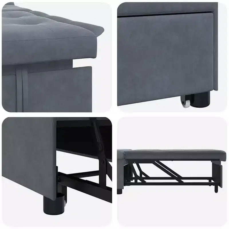 Sofa Bed Dark gray 67 x 194 x 38 cm Velvet