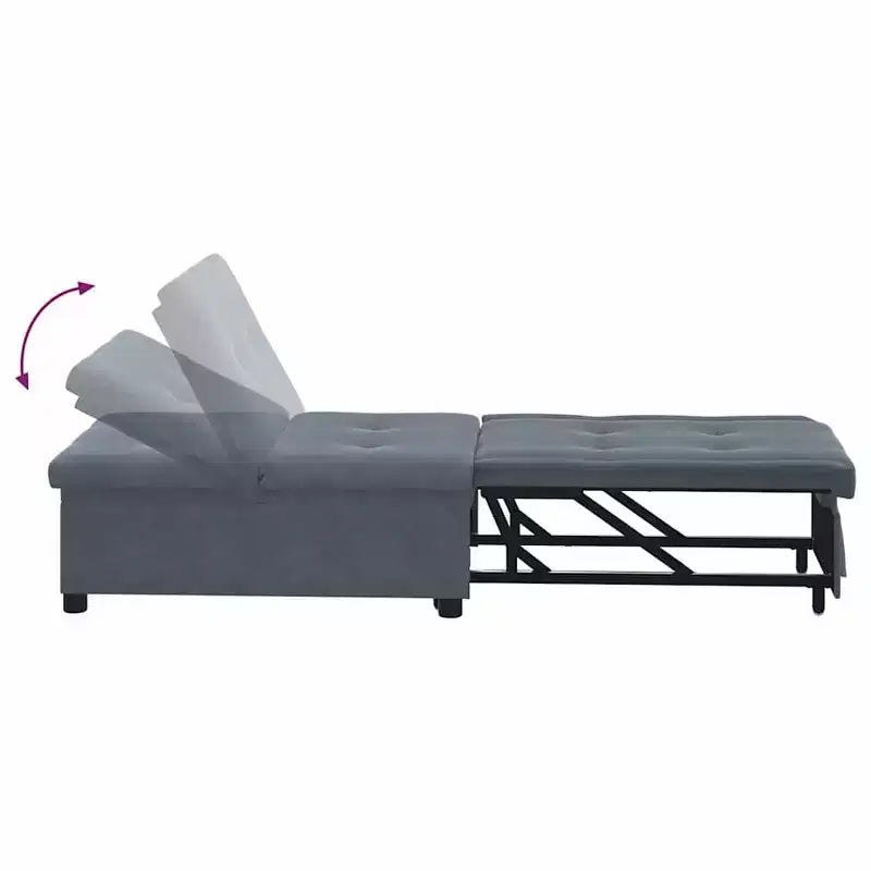 Sofa Bed Dark gray 67 x 194 x 38 cm Velvet