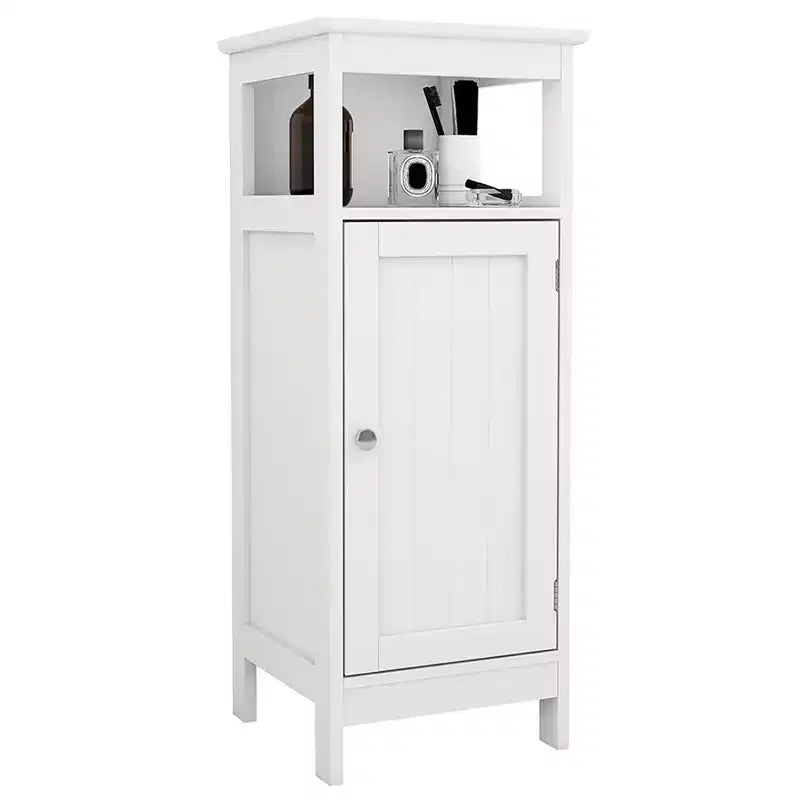Bathroom Single Door Cabinet Multi-functional Wooden Storage Cabinet With Adjustable Shelf Open Shelf For Bathroom Kitchen Living Room White