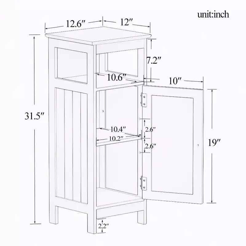 Bathroom Single Door Cabinet Multi-functional Wooden Storage Cabinet With Adjustable Shelf Open Shelf For Bathroom Kitchen Living Room White