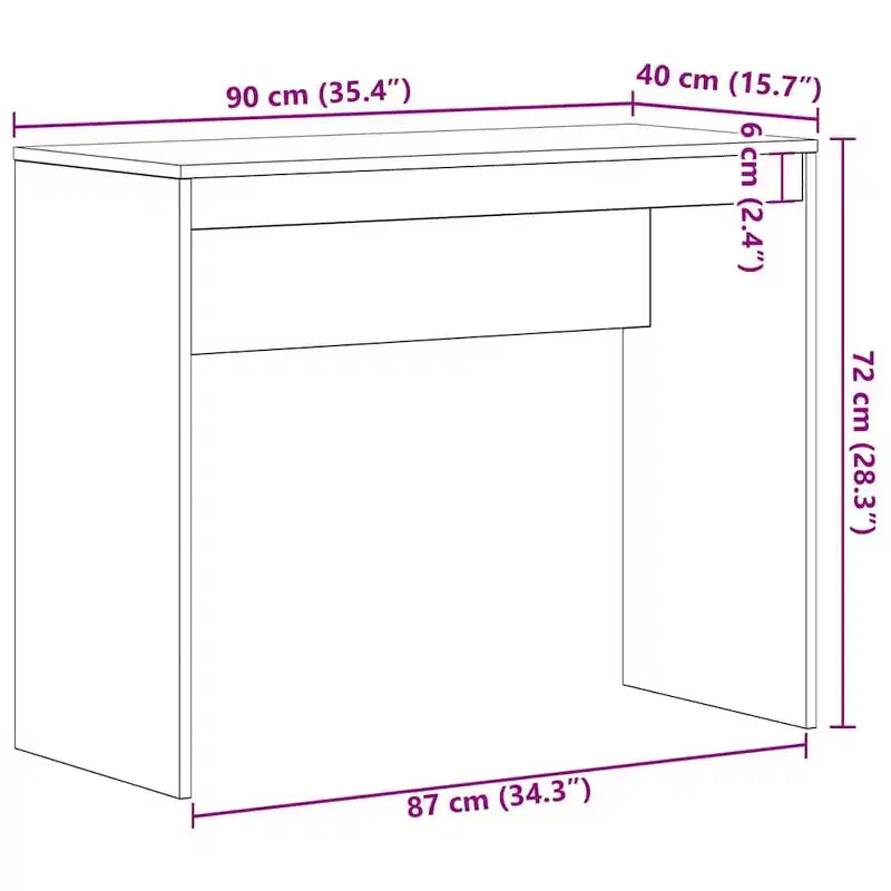 Desk Sonoma Oak Engineered Wood Small Minimalist Desk