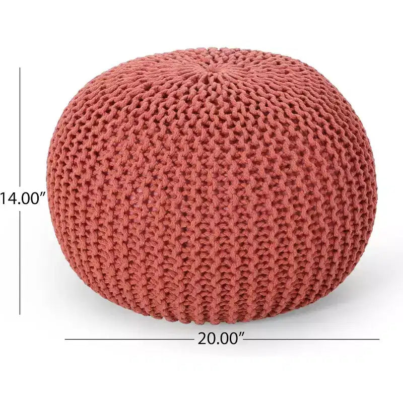 Knitted Bean Bag Sofa, Ottoman Chair Round Pouf, Floor Chair Comfy Chair for Living Room, Bedroom, Dorm, No Assembly