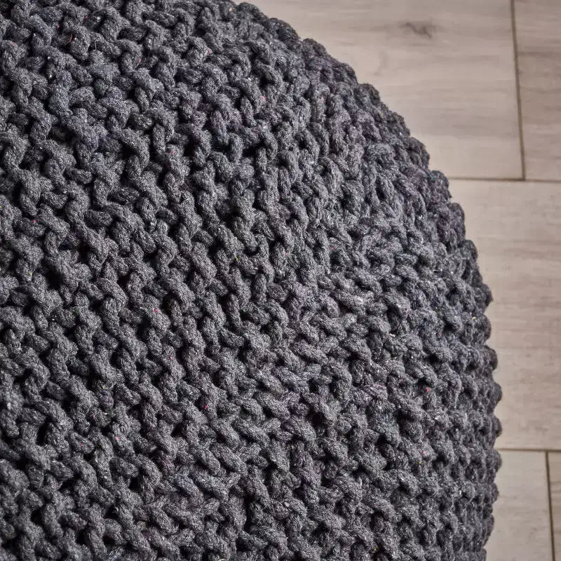 Knitted Bean Bag Sofa, Ottoman Chair Round Pouf, Floor Chair Comfy Chair for Living Room, Bedroom, Dorm, No Assembly