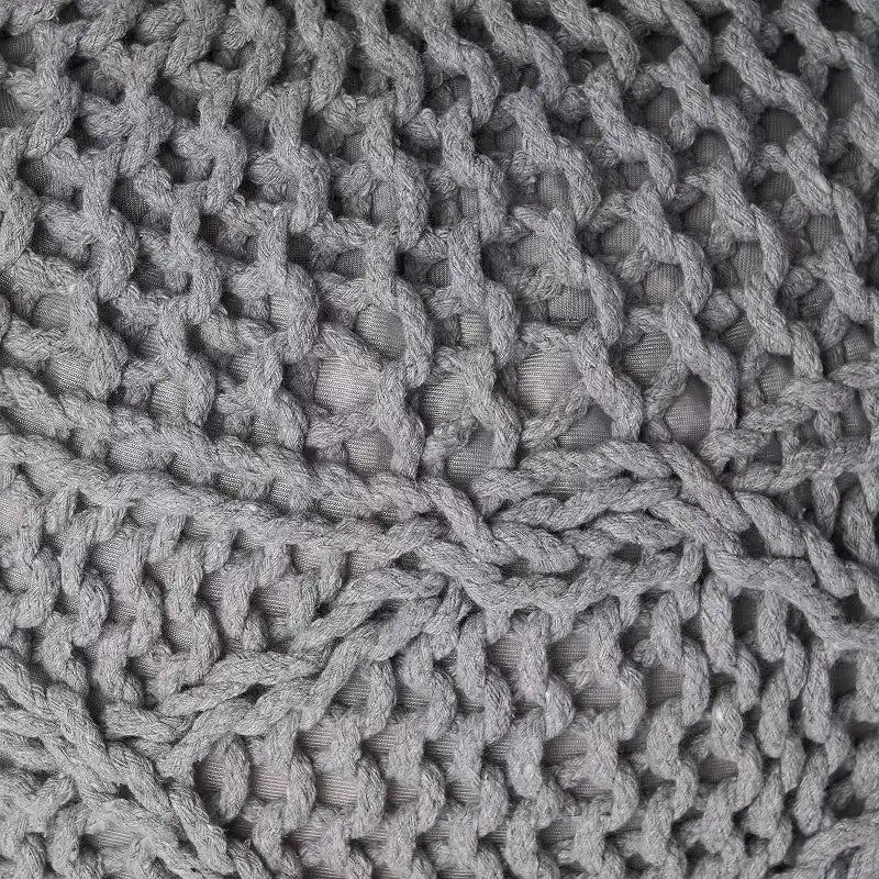 Knitted Bean Bag Sofa, Ottoman Chair Round Pouf, Floor Chair Comfy Chair for Living Room, Bedroom, Dorm, No Assembly