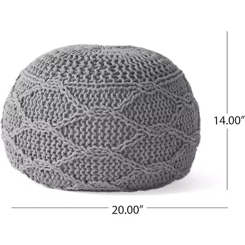 Knitted Bean Bag Sofa, Ottoman Chair Round Pouf, Floor Chair Comfy Chair for Living Room, Bedroom, Dorm, No Assembly