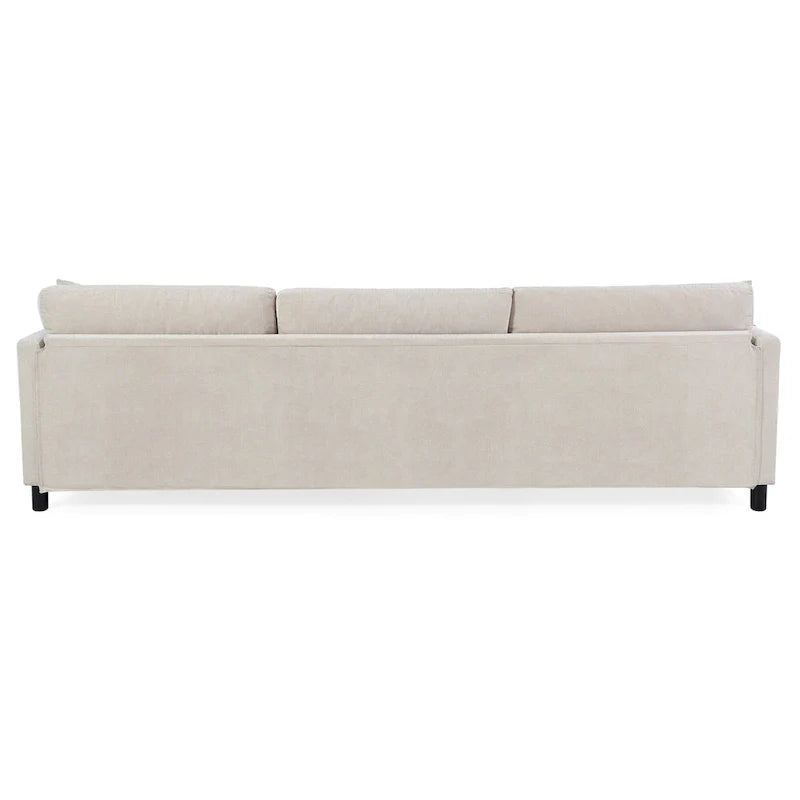 Canapé 4 places en tissu beige avec pouf amovible