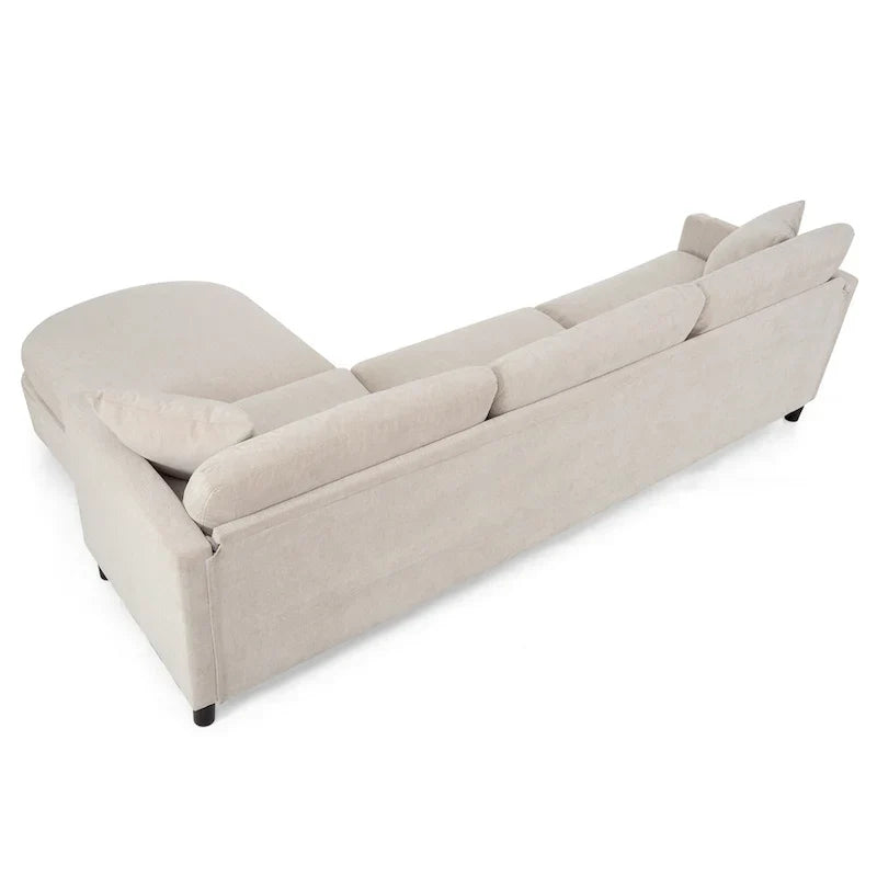 Canapé 4 places en tissu beige avec pouf amovible