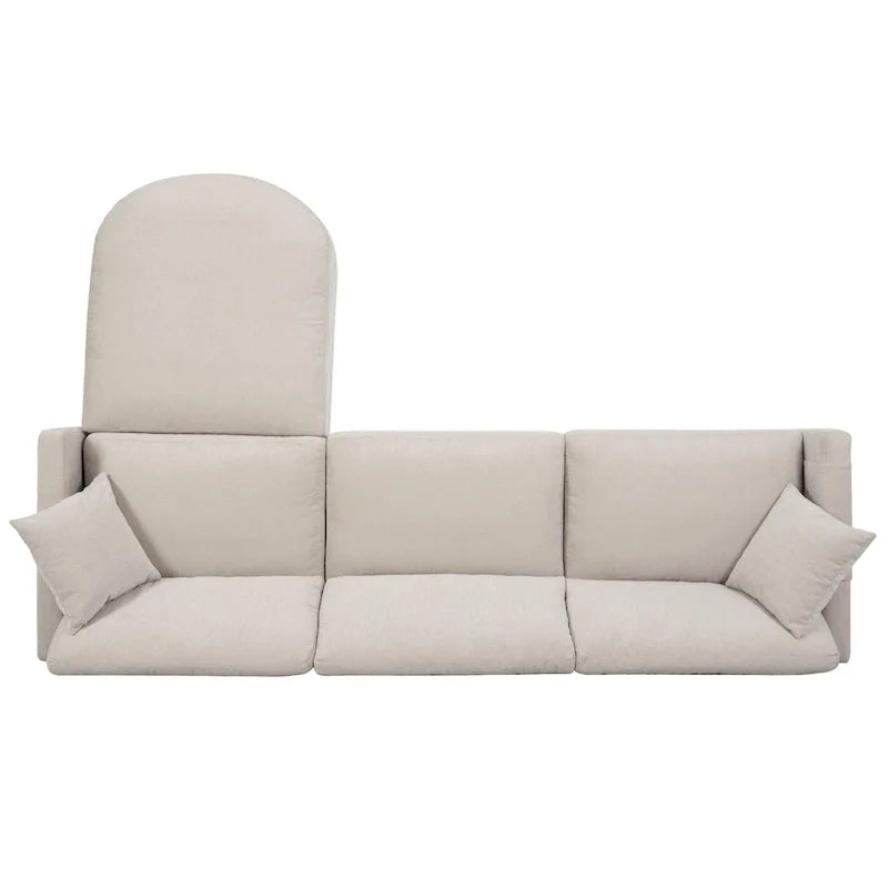 Canapé 4 places en tissu beige avec pouf amovible