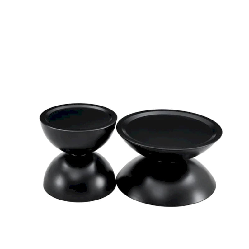 Tables basses rondes avec piètement en métal, noir mat / blanc laiteux, lot de 2