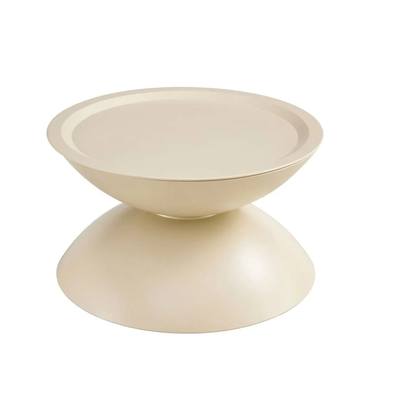 Tables basses rondes avec piètement en métal, noir mat / blanc laiteux, lot de 2