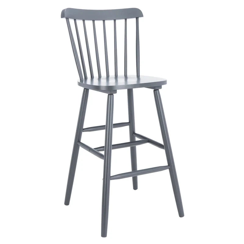 Tabourets de bar à dossier fuseau gris, lot de 2 – Hauteur de bar