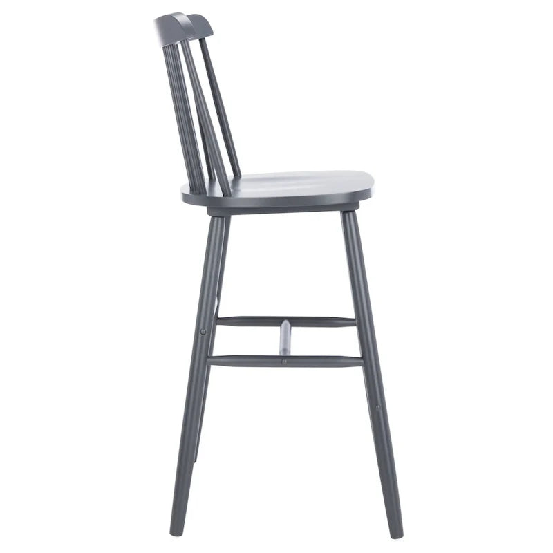 Tabourets de bar à dossier fuseau gris, lot de 2 – Hauteur de bar