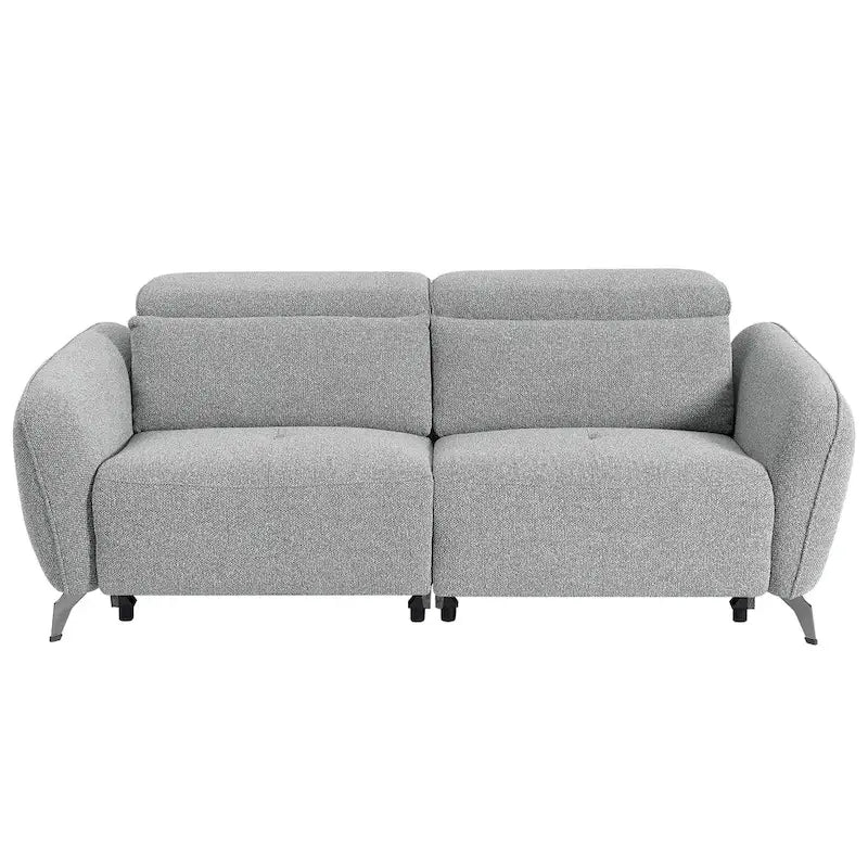 Canapé inclinable électrique en chenille grise, 3 places, 203 cm