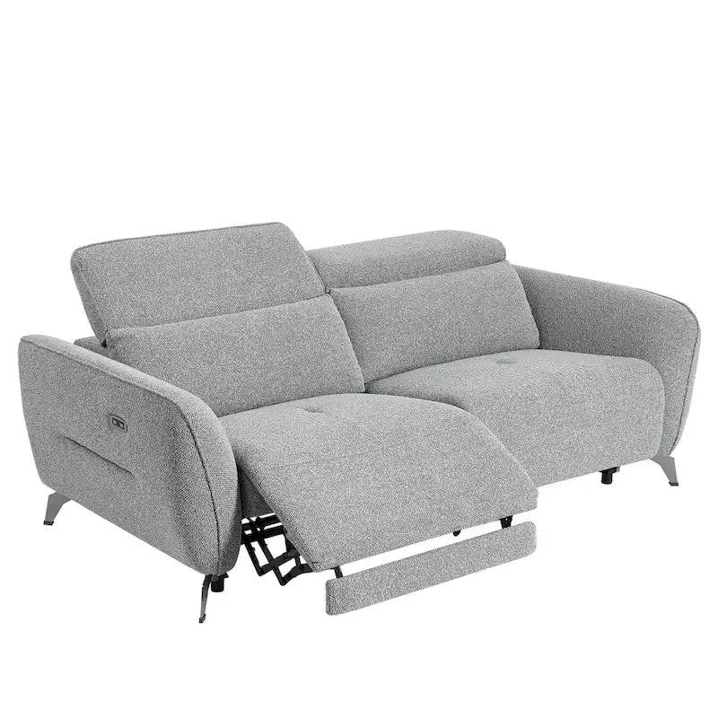 Canapé inclinable électrique en chenille grise, 3 places, 203 cm