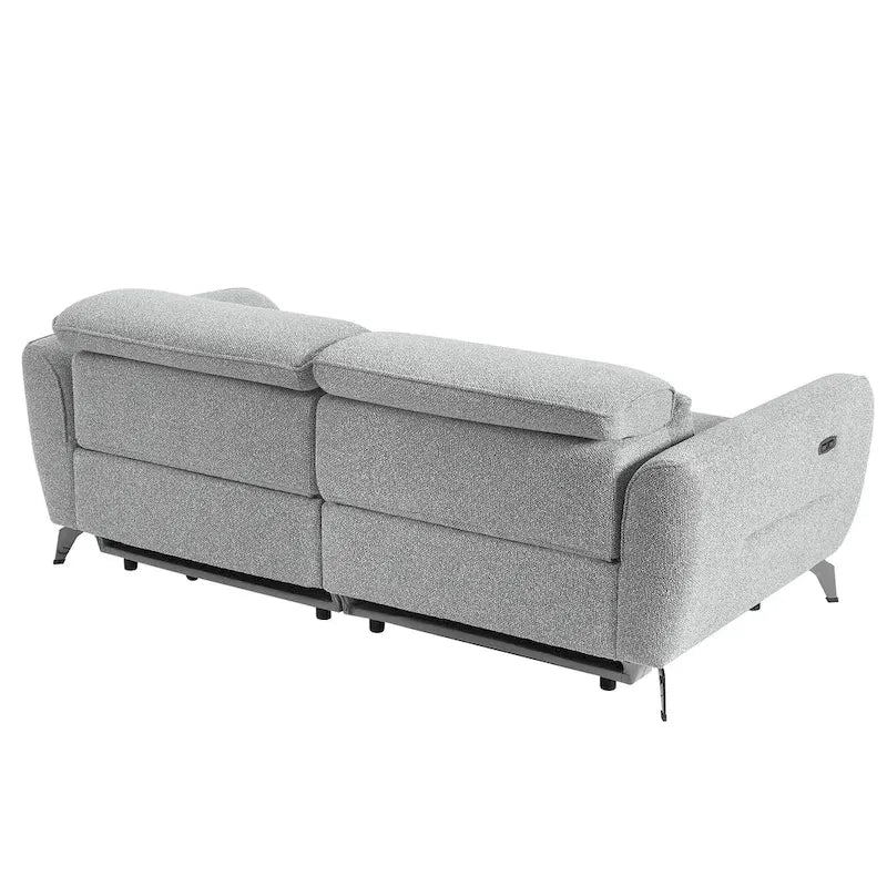 Canapé inclinable électrique en chenille grise, 3 places, 203 cm