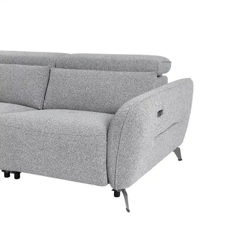 Canapé inclinable électrique en chenille grise, 3 places, 203 cm