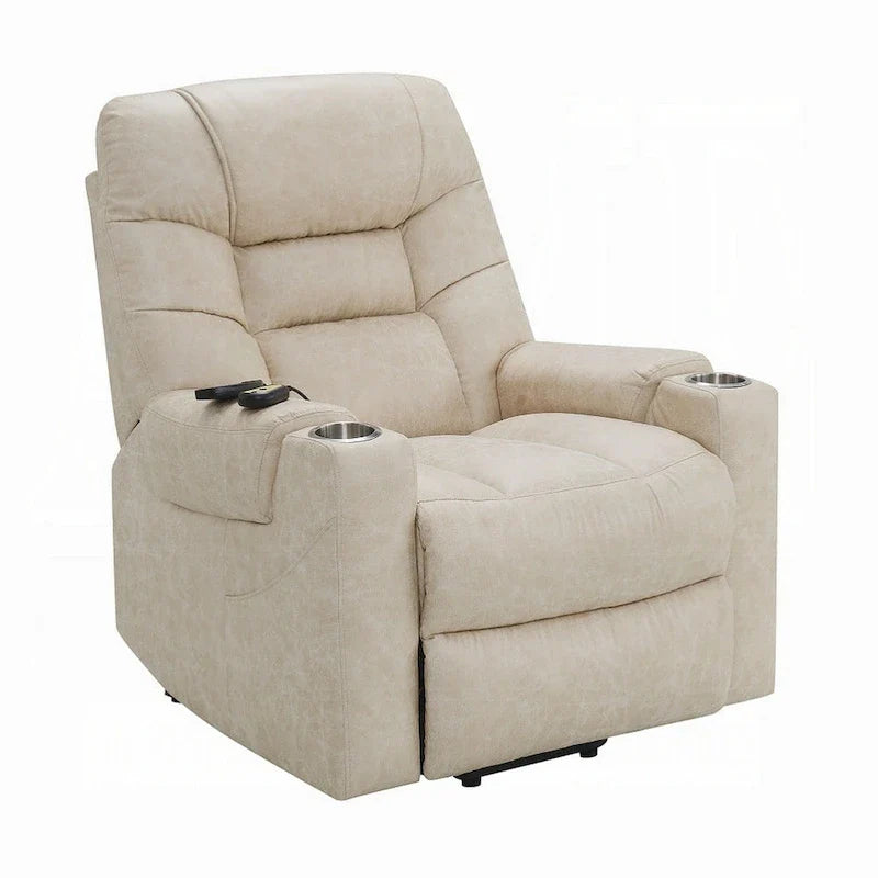 Fauteuil inclinable électrique releveur en similicuir gris avec chauffage et massage, 1 place