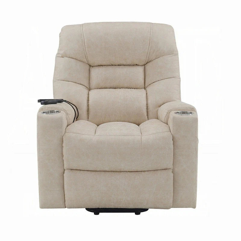 Fauteuil inclinable électrique releveur en similicuir gris avec chauffage et massage, 1 place