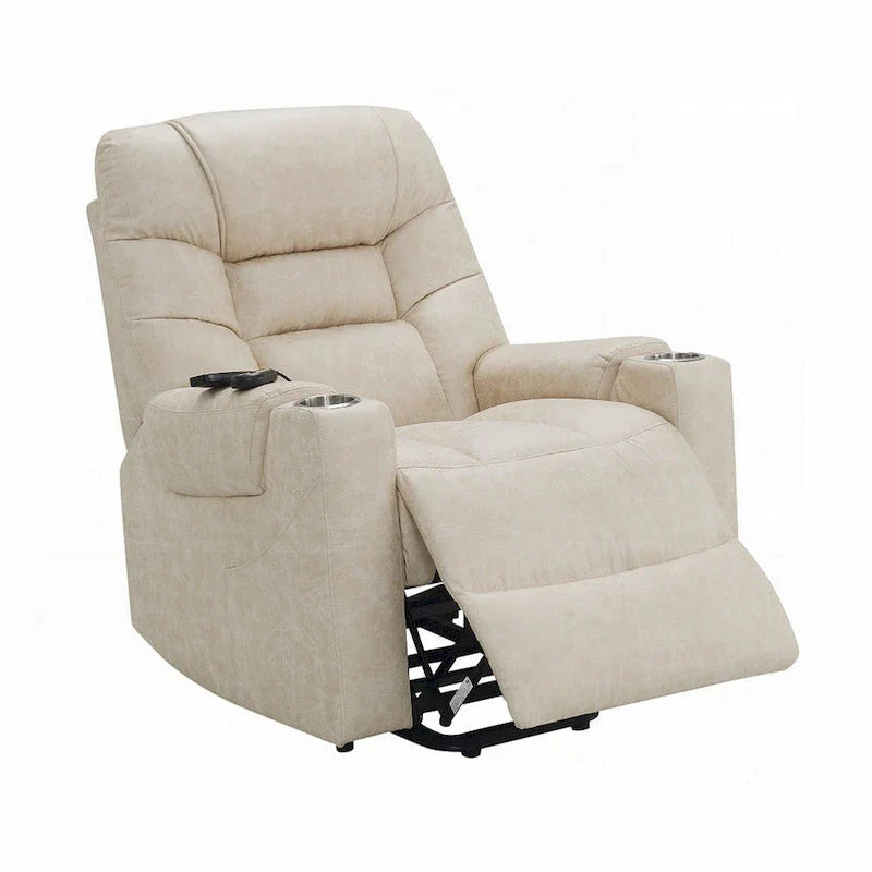 Fauteuil inclinable électrique releveur en similicuir gris avec chauffage et massage, 1 place