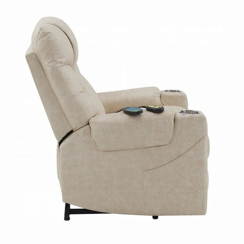 Fauteuil inclinable électrique releveur en similicuir gris avec chauffage et massage, 1 place
