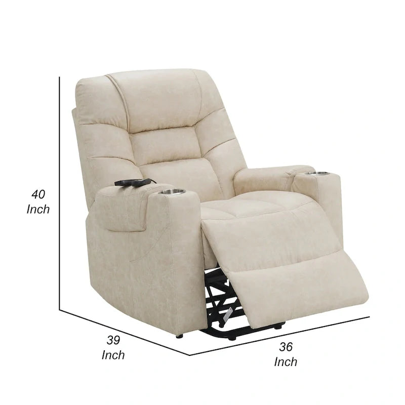 Fauteuil inclinable électrique releveur en similicuir gris avec chauffage et massage, 1 place