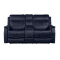 Causeuse de console inclinable électrique en similicuir bleu océan/marron noyer pour 2 personnes