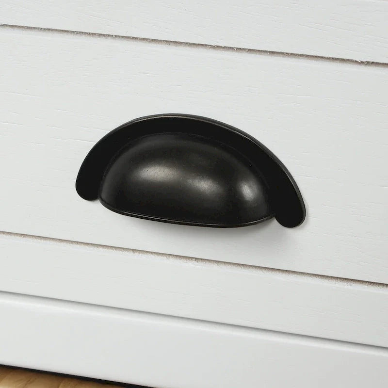 Banc de Rangement Rustique Antique Bleu Marine/Expresso/Blanc Lavé/Blanc avec 3 Tiroirs et 3 Paniers en Rotin, 1 Place