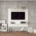 Meuble TV mural simple Blanc / Sable / Marron foncé / Marron clair, pour TV jusqu'à 70"