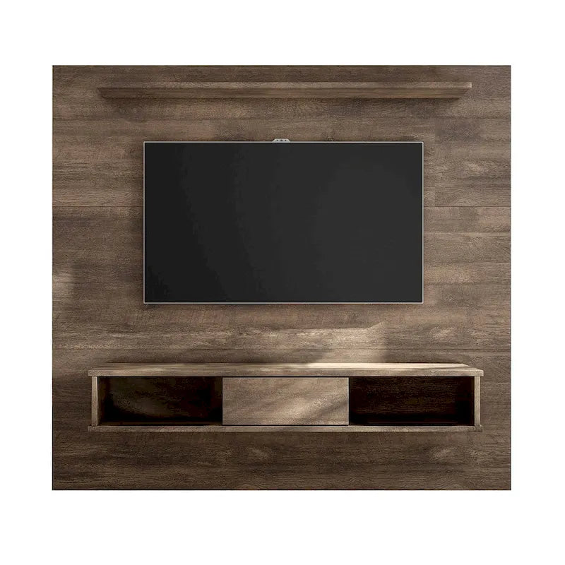 Meuble TV mural simple Blanc / Sable / Marron foncé / Marron clair, pour TV jusqu'à 70"