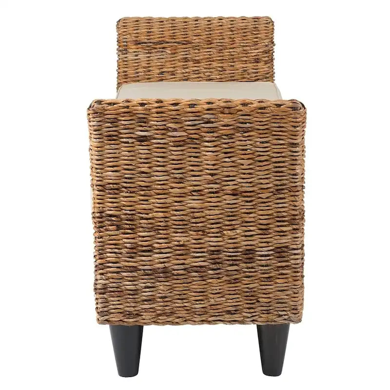 Banc en Abaca Tressé Naturel avec Coussin Crème, 1 Place