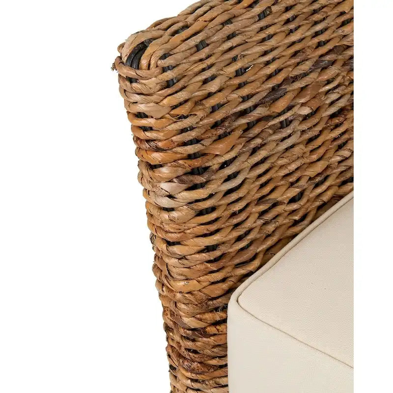 Banc en Abaca Tressé Naturel avec Coussin Crème, 1 Place