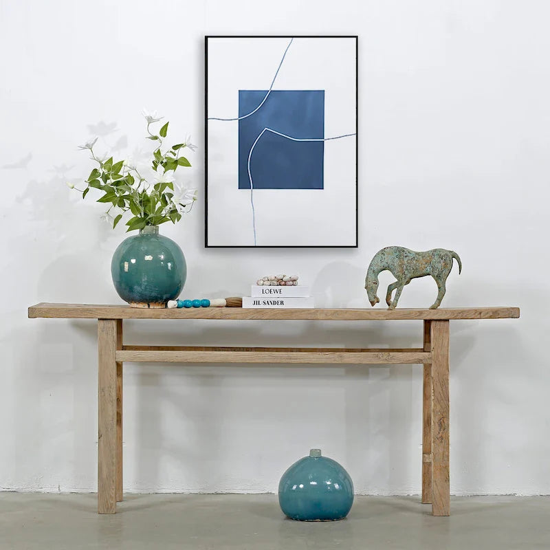 Console en bois naturel patiné, rectangulaire, pour 1 personne