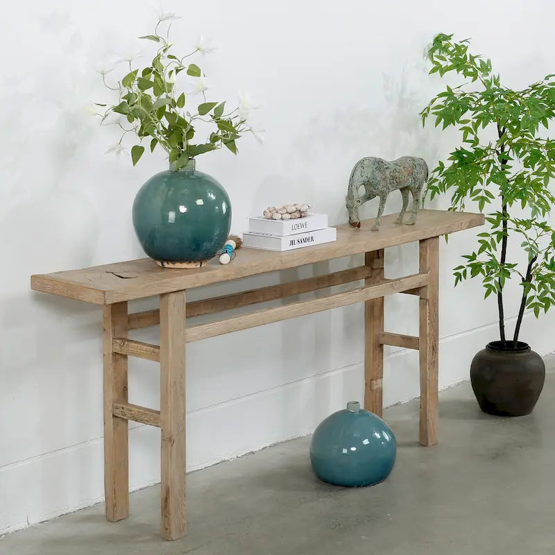Console en bois naturel patiné, rectangulaire, pour 1 personne