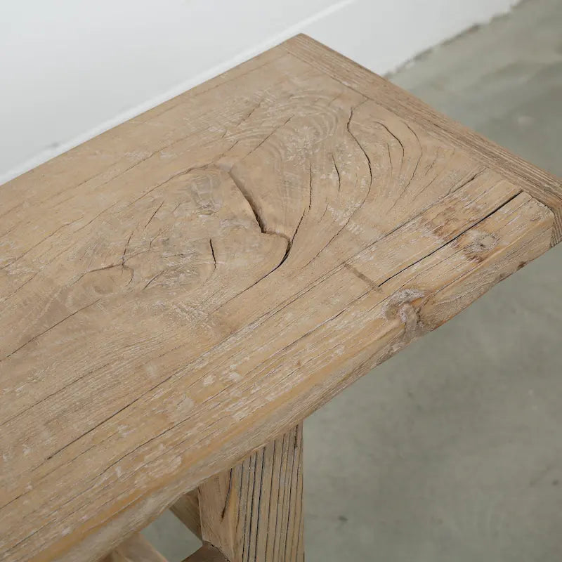Console en bois naturel patiné, rectangulaire, pour 1 personne