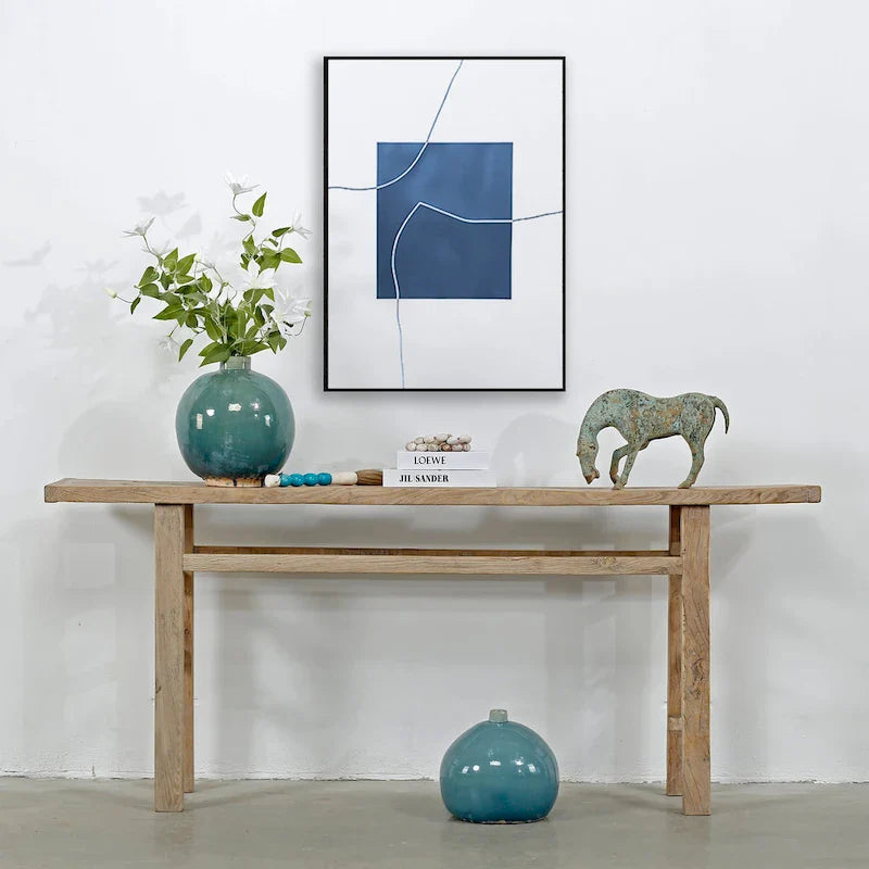 Console en bois naturel patiné, rectangulaire, pour 1 personne