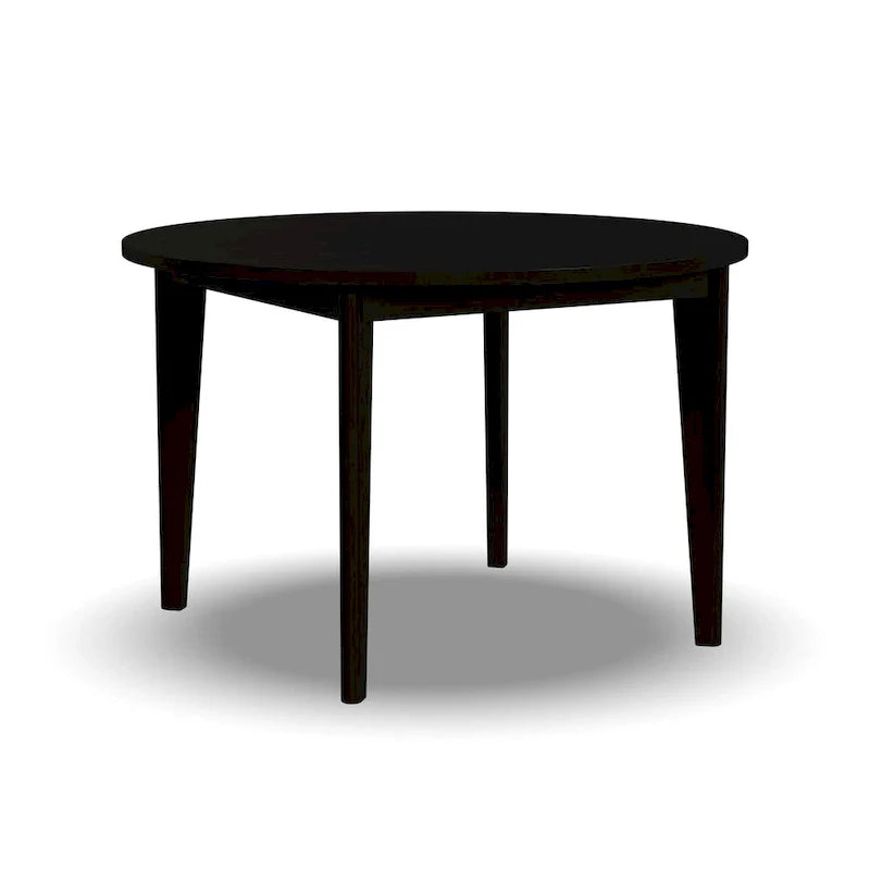 Table à manger ronde noire, bois, 4 places