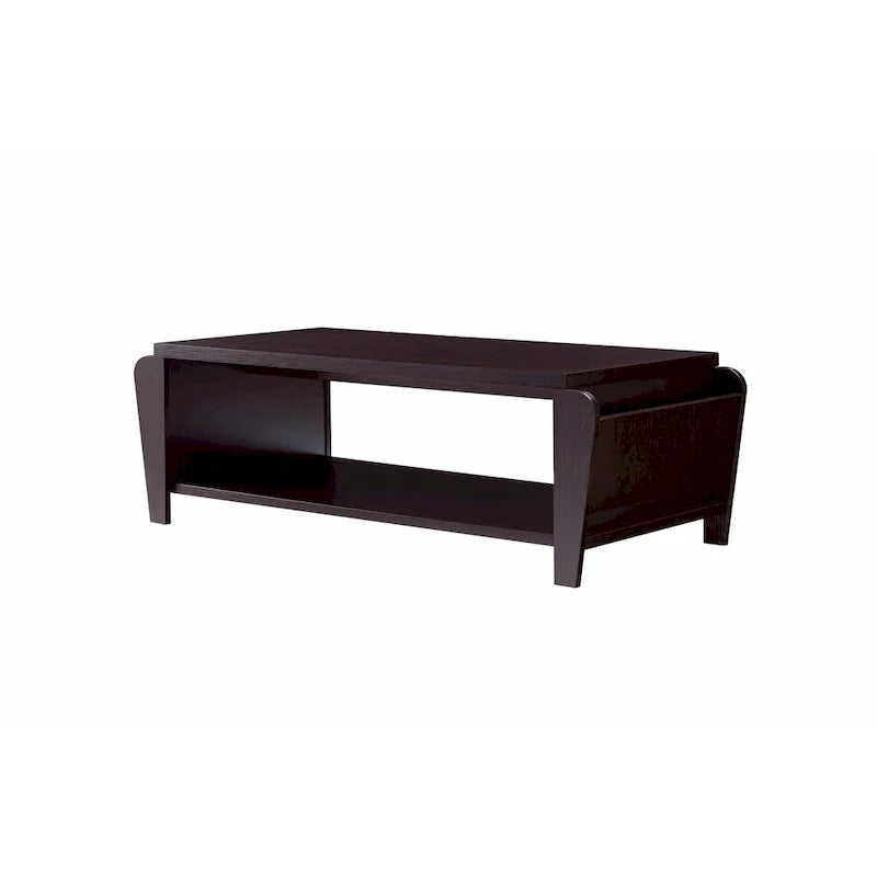 Table basse à 1 étagère Cappuccino, style contemporain (56 po)