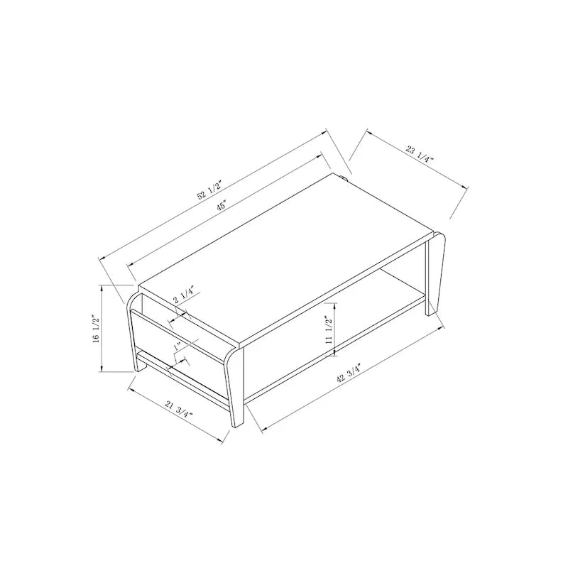 Table basse à 1 étagère Cappuccino, style contemporain (56 po)