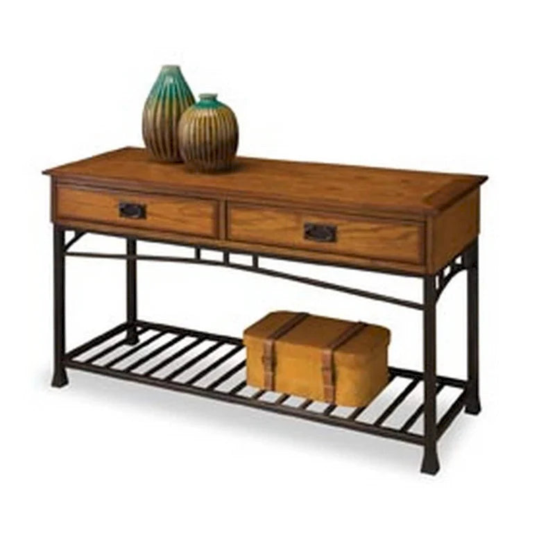 Bout de canapé en bois finition chêne – Style Artisan
