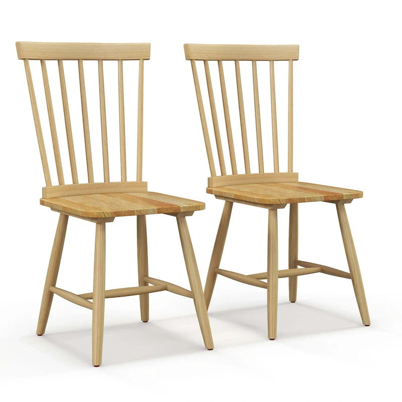 Chaise de salle à manger sans accoudoirs à dossier à barreaux, coloris naturel/noir, lot de 2