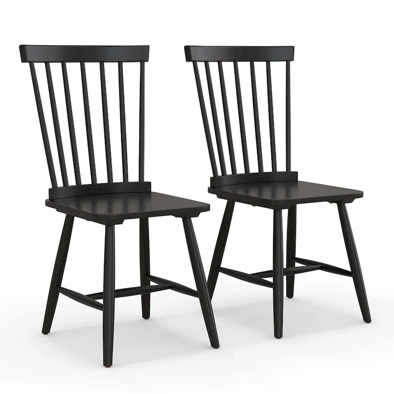 Chaise de salle à manger sans accoudoirs à dossier à barreaux, coloris naturel/noir, lot de 2