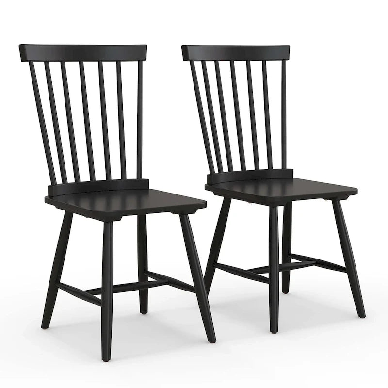 Chaise de salle à manger sans accoudoirs à dossier à barreaux, coloris naturel/noir, lot de 2